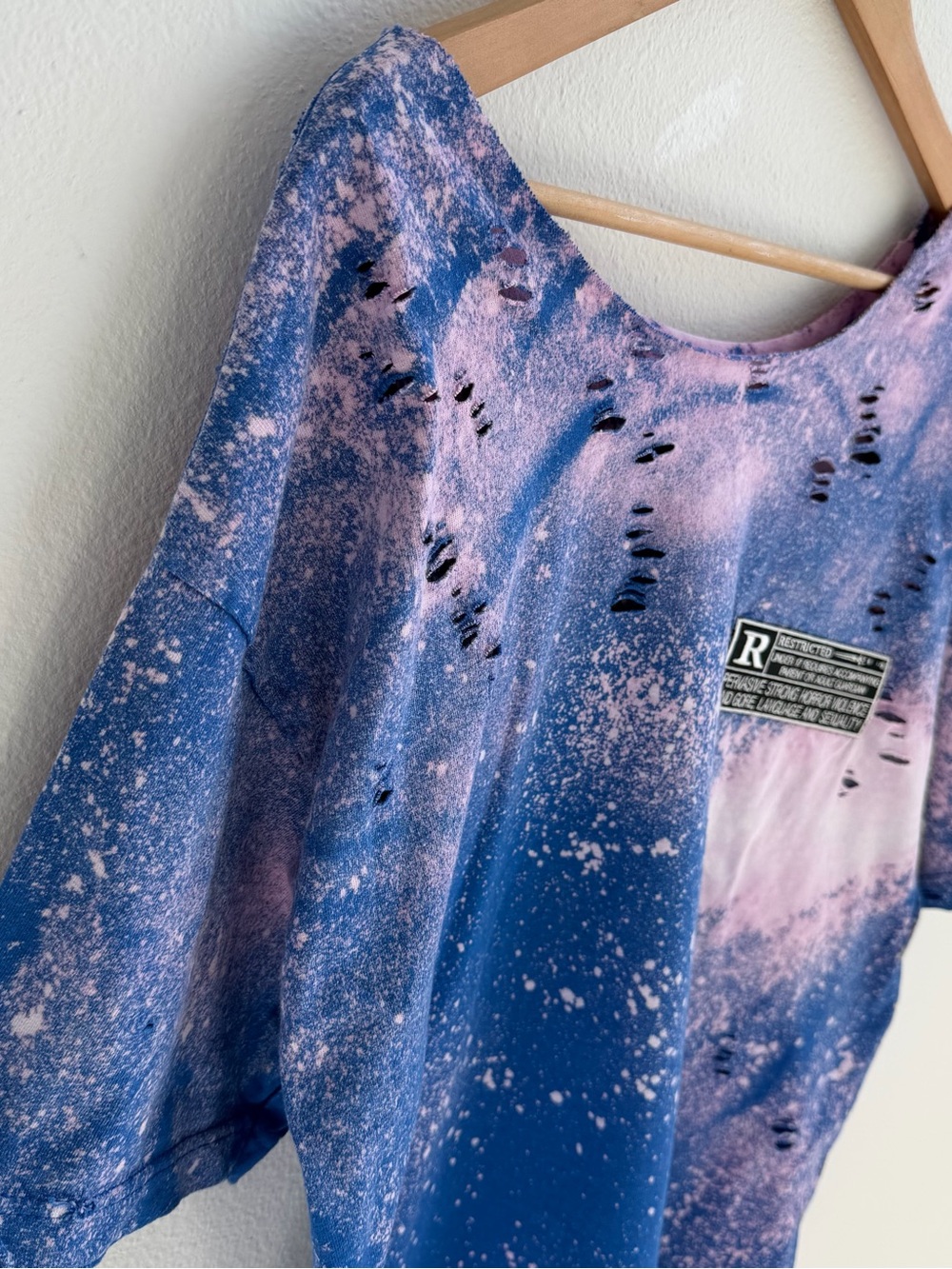 Custom "Rated R" Patch Distressed Bleach Tee - Picture 4 of 10